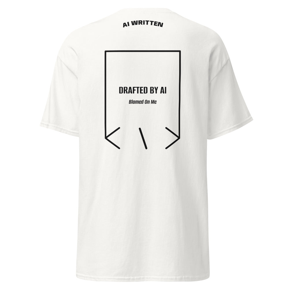 Drafted By AI — White Black back mockup