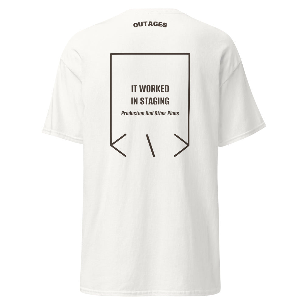 It Worked In Staging — White Dark Chocolate back mockup