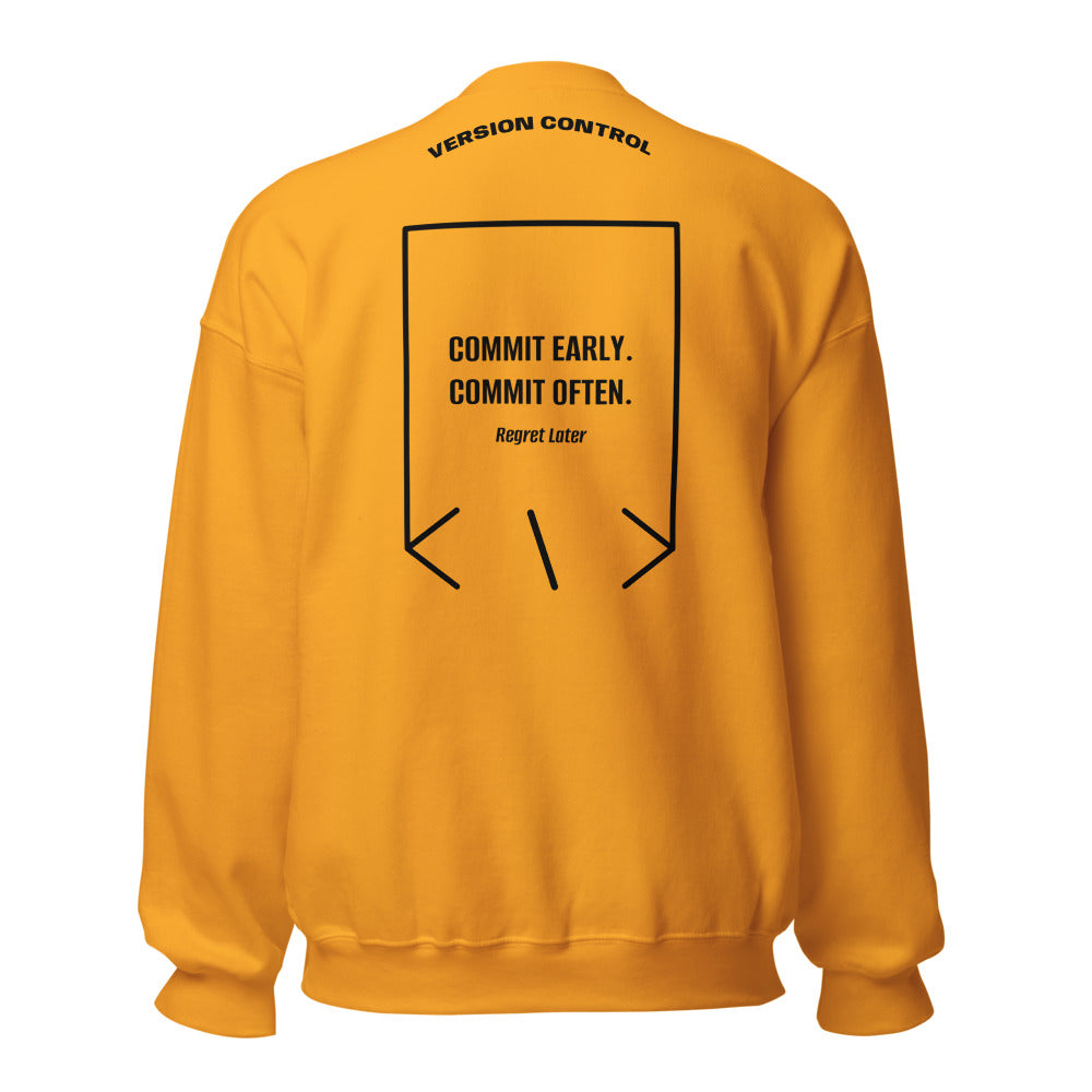 Commit Early. Commit Often. — Gold Black back mockup