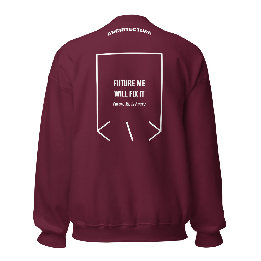 Future Me Will Fix It — Maroon White back mockup