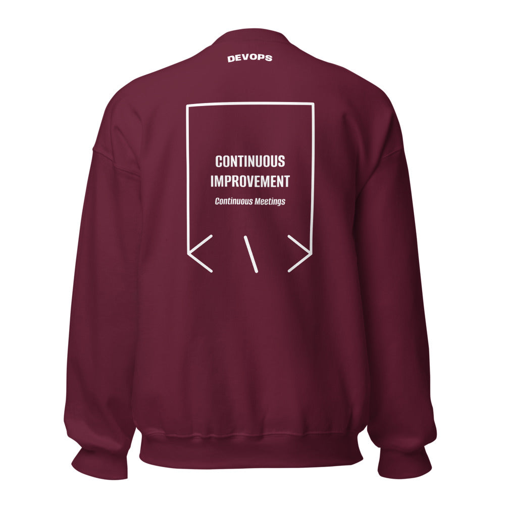 Continuous Improvement — Maroon White back mockup