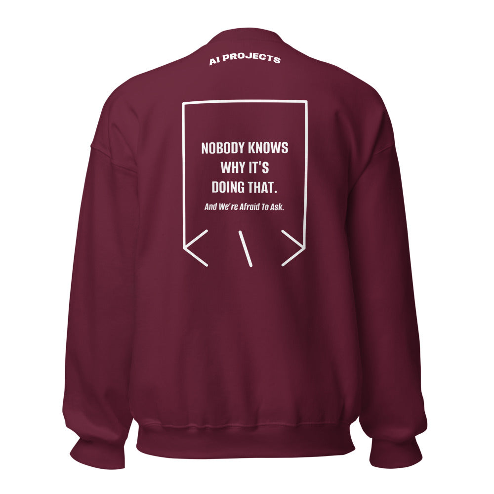 Nobody Knows Why It's Doing That. — Maroon White back mockup