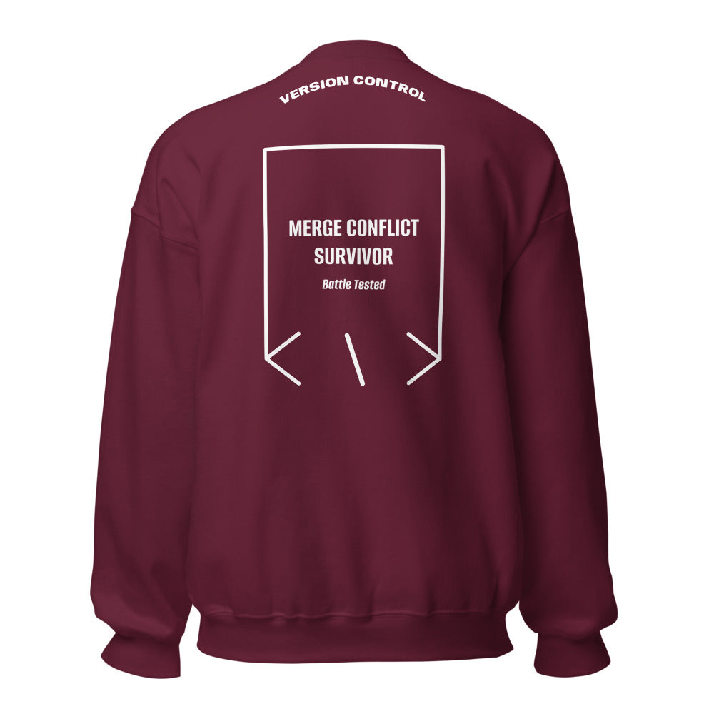 Merge Conflict Survivor — Maroon White back mockup
