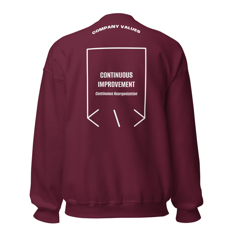 Continuous Improvement — Maroon White back mockup