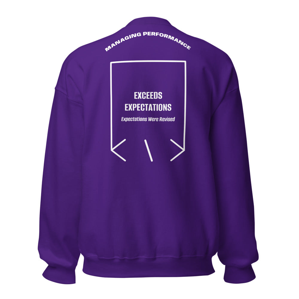 Exceeds Expectations — Purple White back mockup