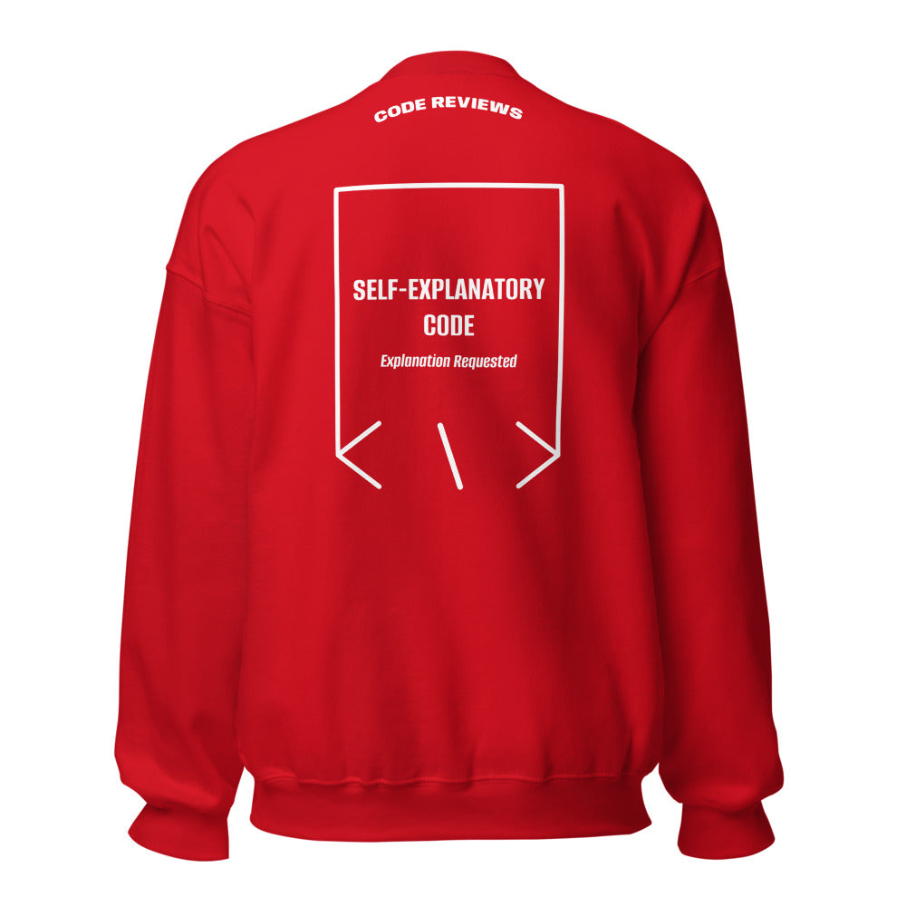 Self-Explanatory Code — Red White back mockup