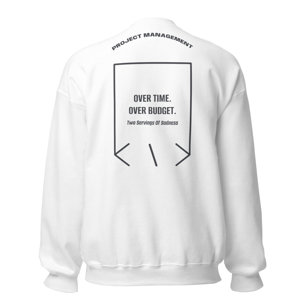 Over Time. Over Budget. — White Dark Heather back mockup