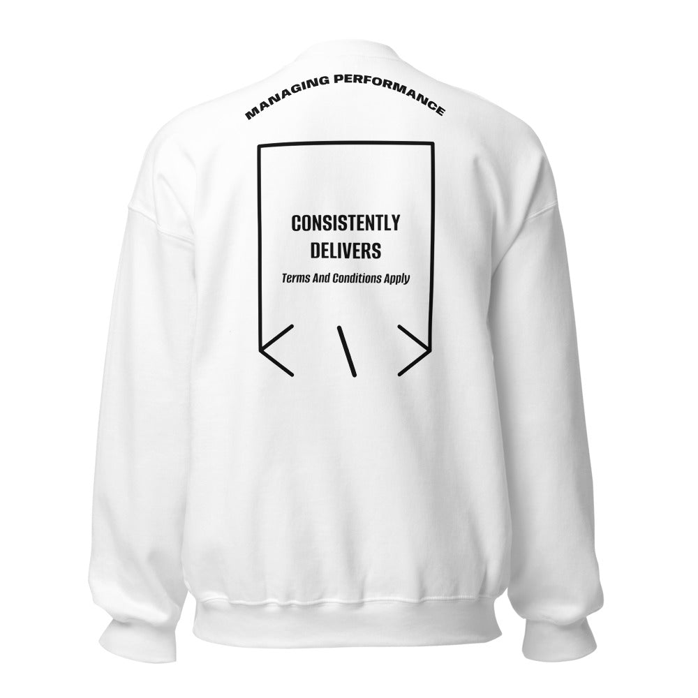 Consistently Delivers — White Black back mockup