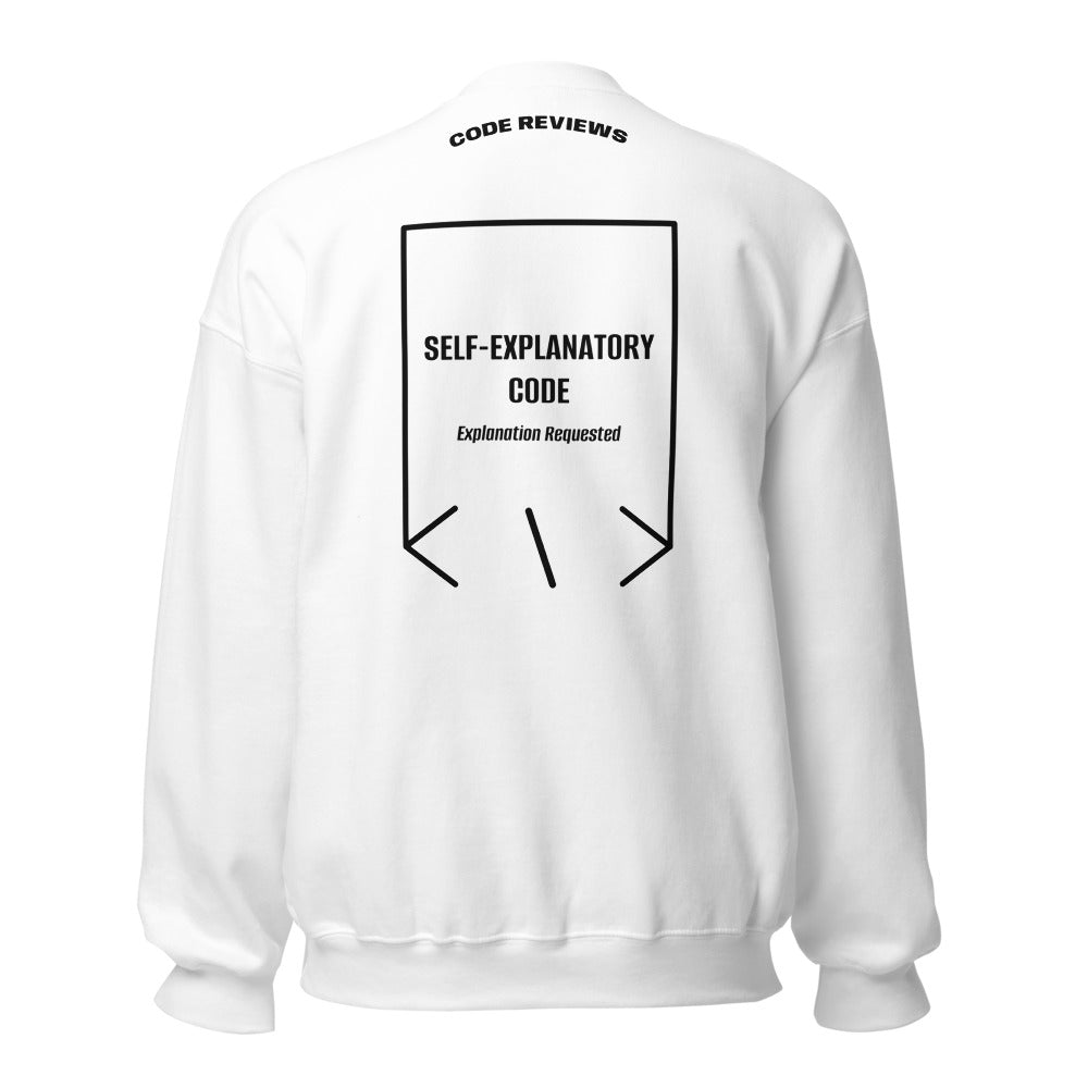 Self-Explanatory Code — White Black back mockup