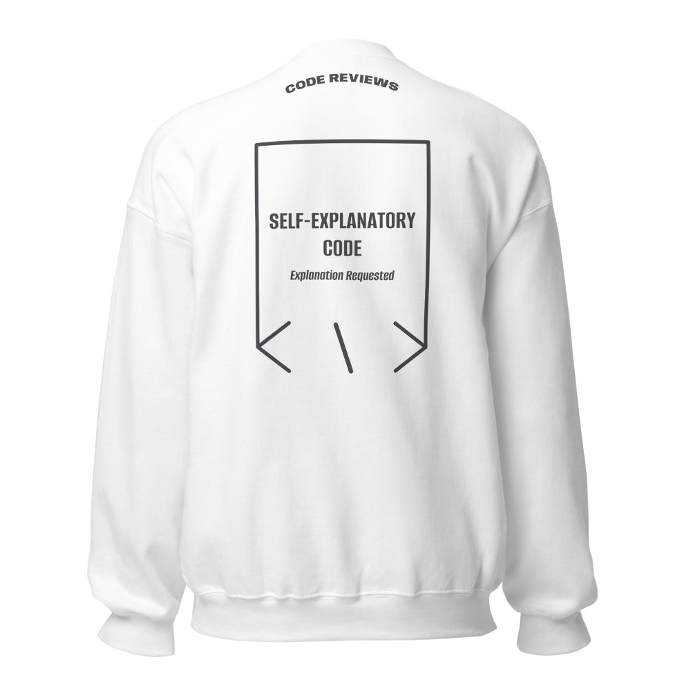 Self-Explanatory Code — White Dark Heather back mockup
