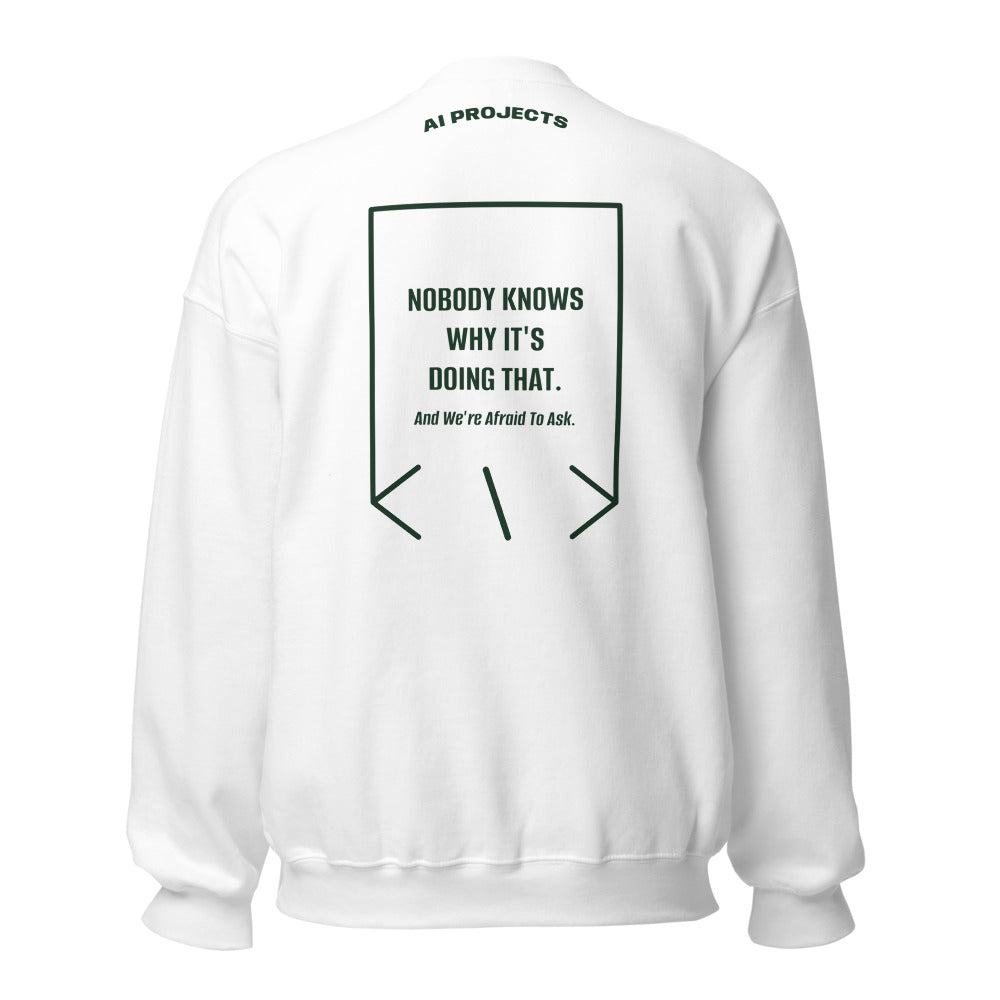 Nobody Knows Why It's Doing That. — White Forest Green back mockup