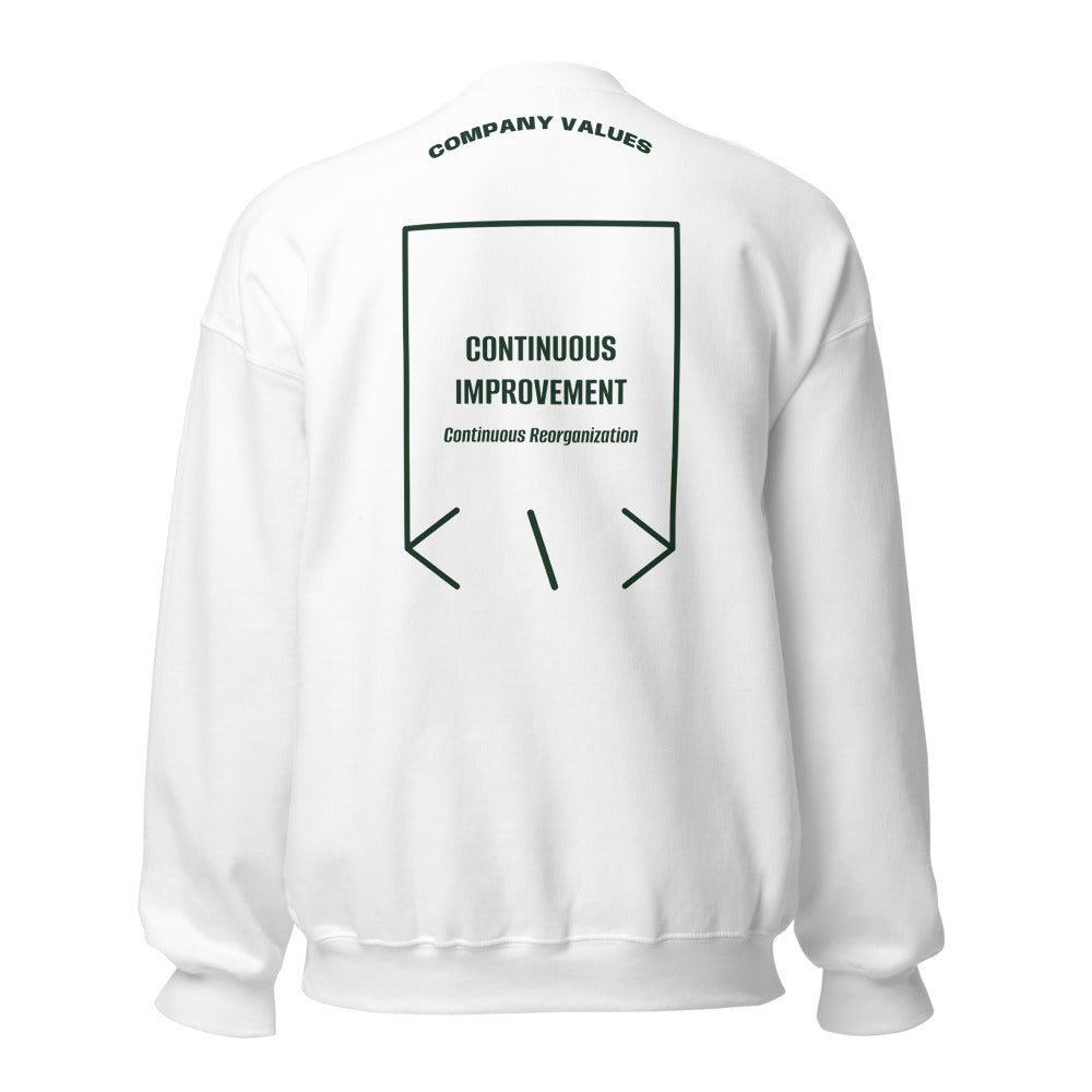 Continuous Improvement — White Forest Green back mockup