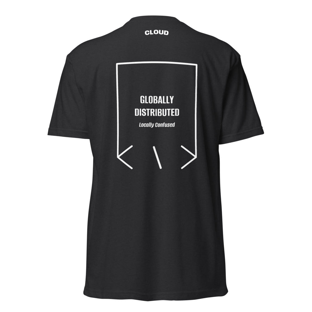 Globally Distributed — Black White back mockup