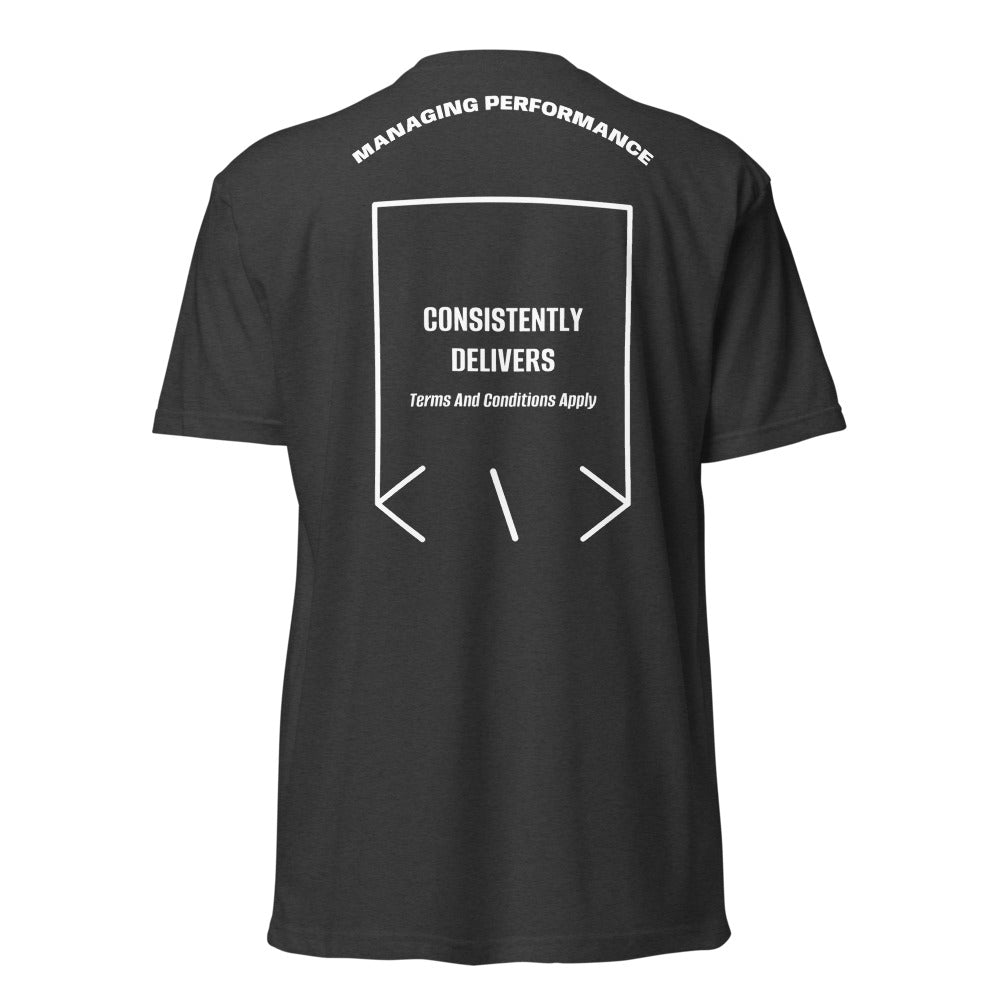 Consistently Delivers — Charcoal White back mockup