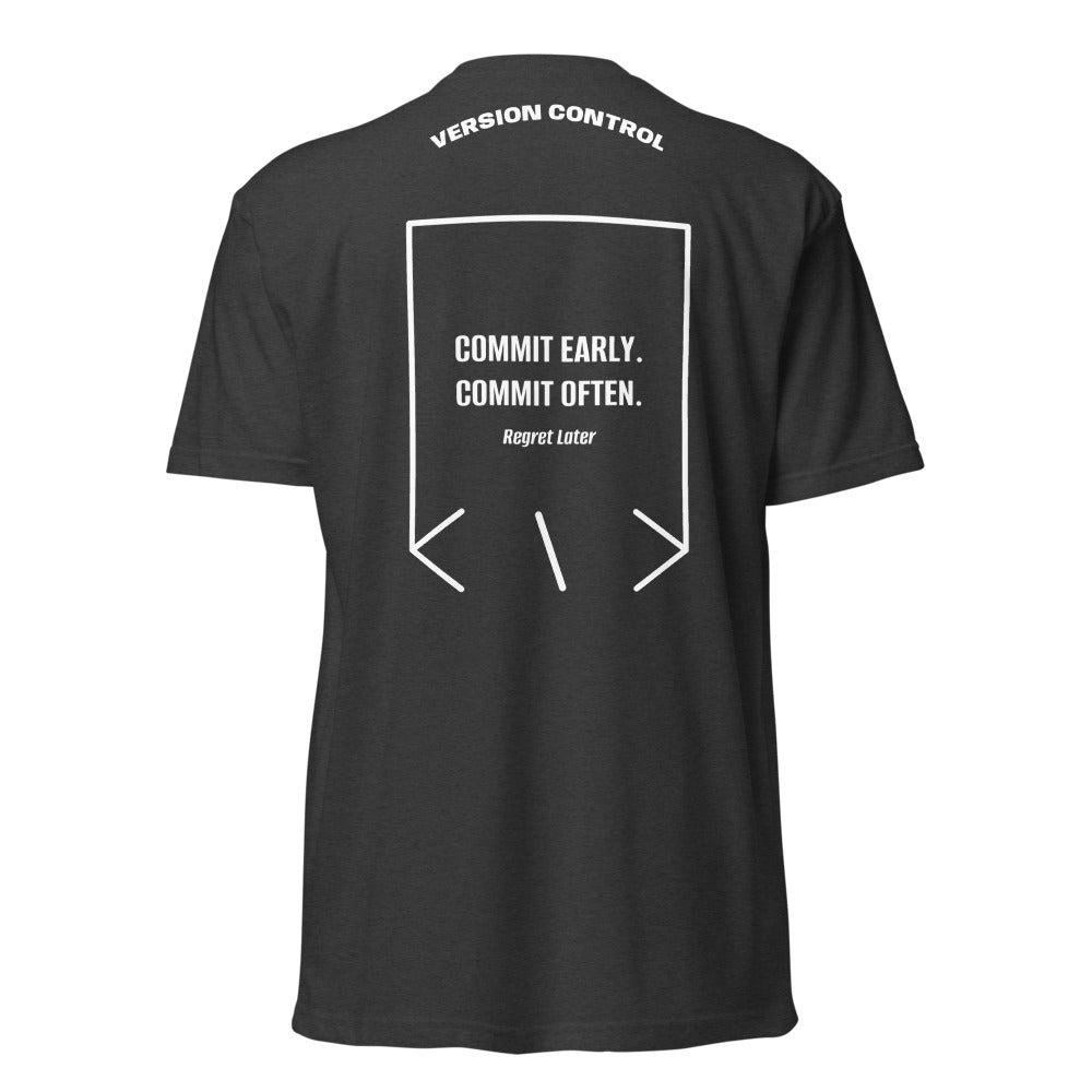 Commit Early. Commit Often. — secondary back mockup