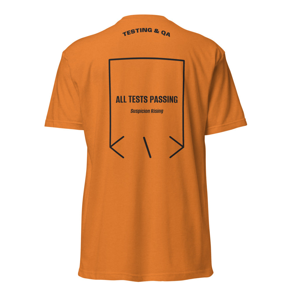 All Tests Passing — Orange Black back mockup