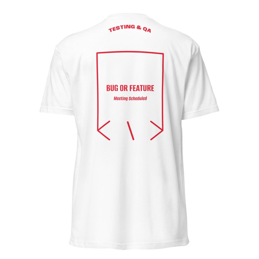Bug Or Feature — White Red back mockup