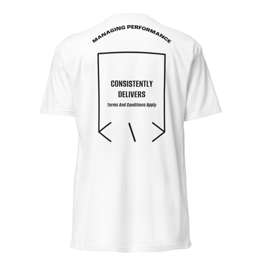 Consistently Delivers — White Black back mockup