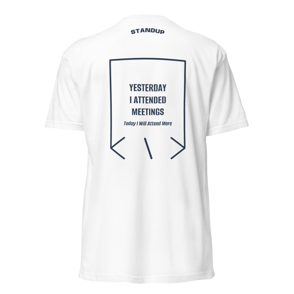 Yesterday I Attended Meetings — White Midnight Navy back mockup