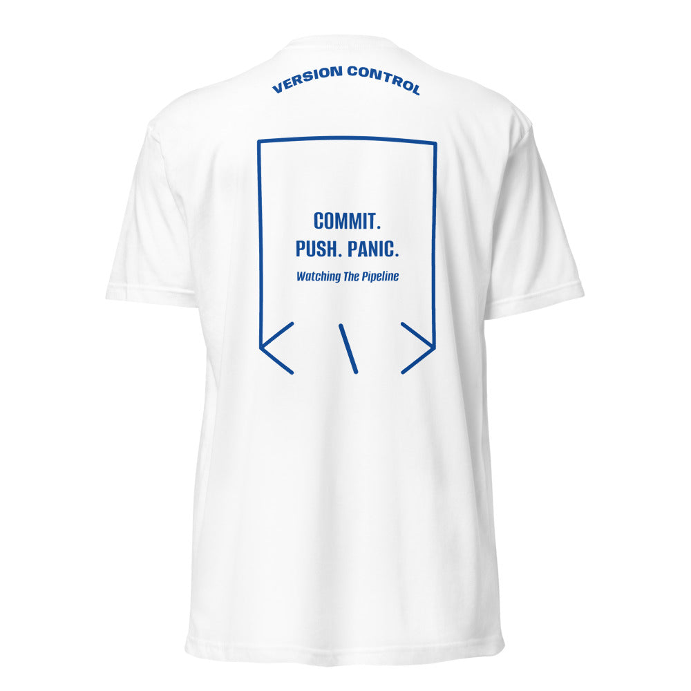 Commit. Push. Panic. — White Royal back mockup