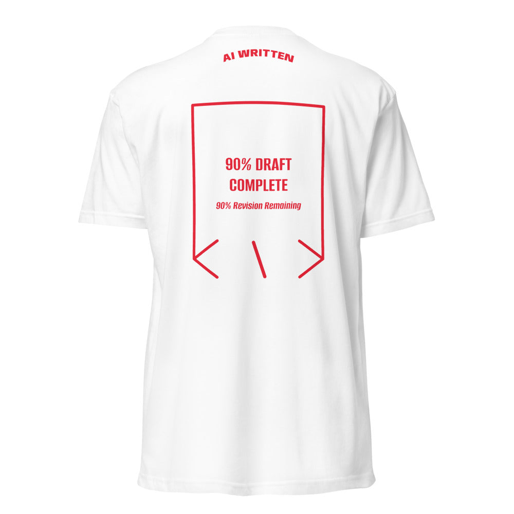 90% Draft Complete — White Red back mockup