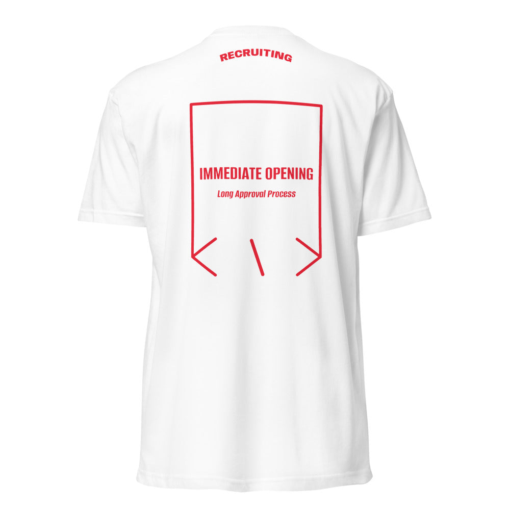 Immediate Opening — White Red back mockup