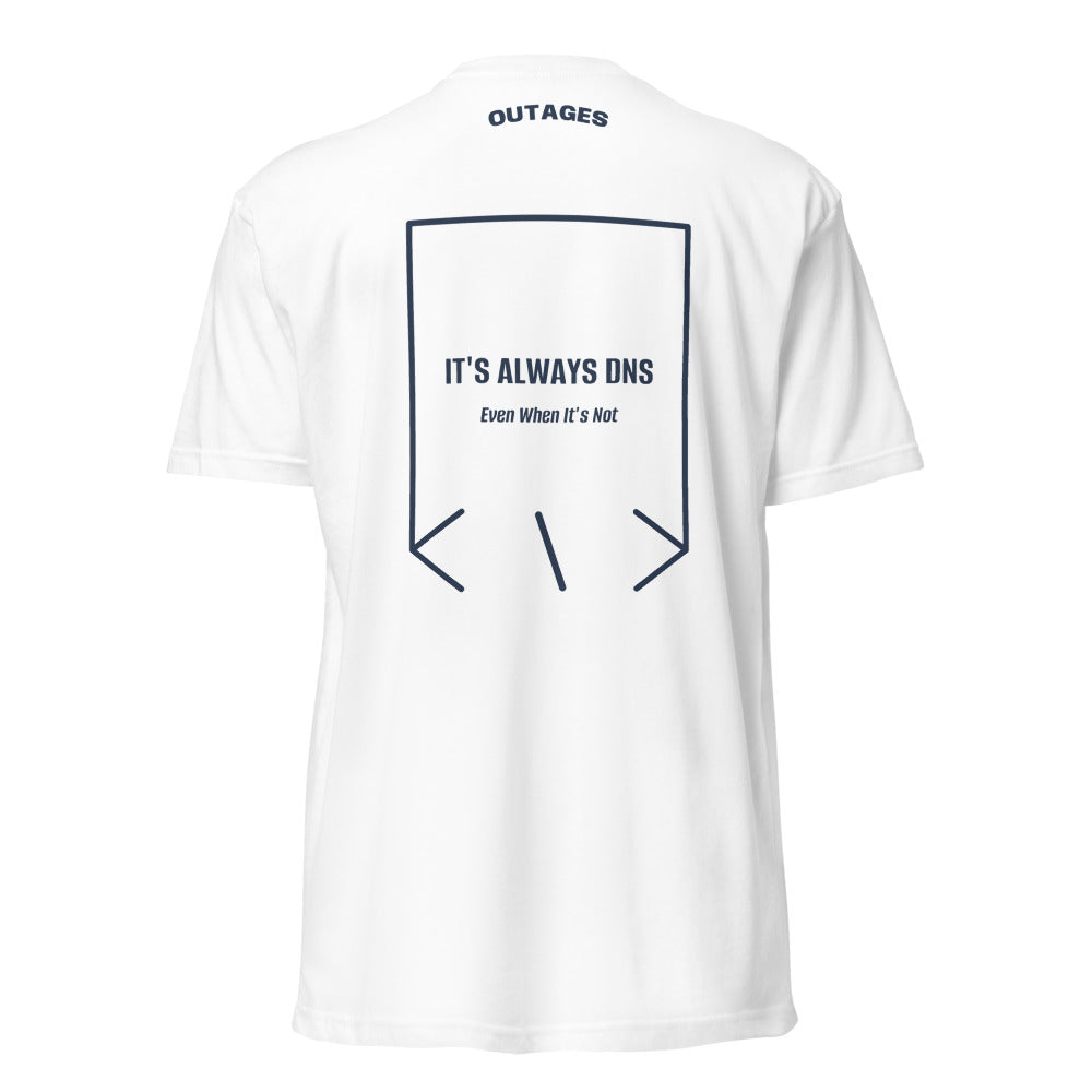 It's Always DNS — White Midnight Navy back mockup