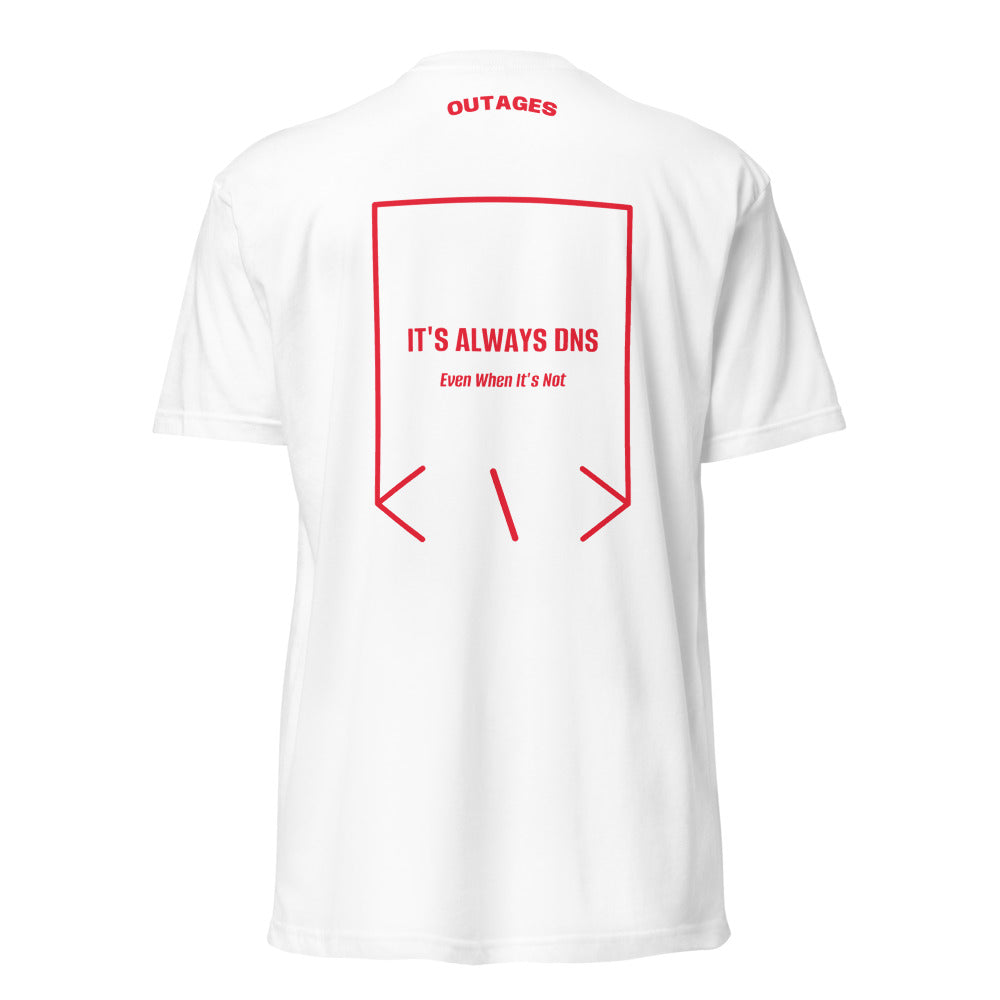 It's Always DNS — White Red back mockup