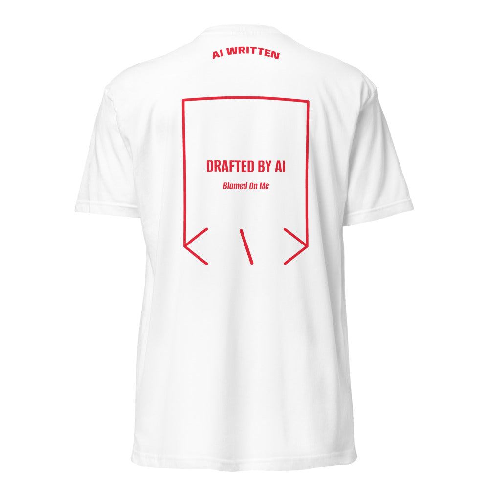 Drafted By AI — White Red back mockup
