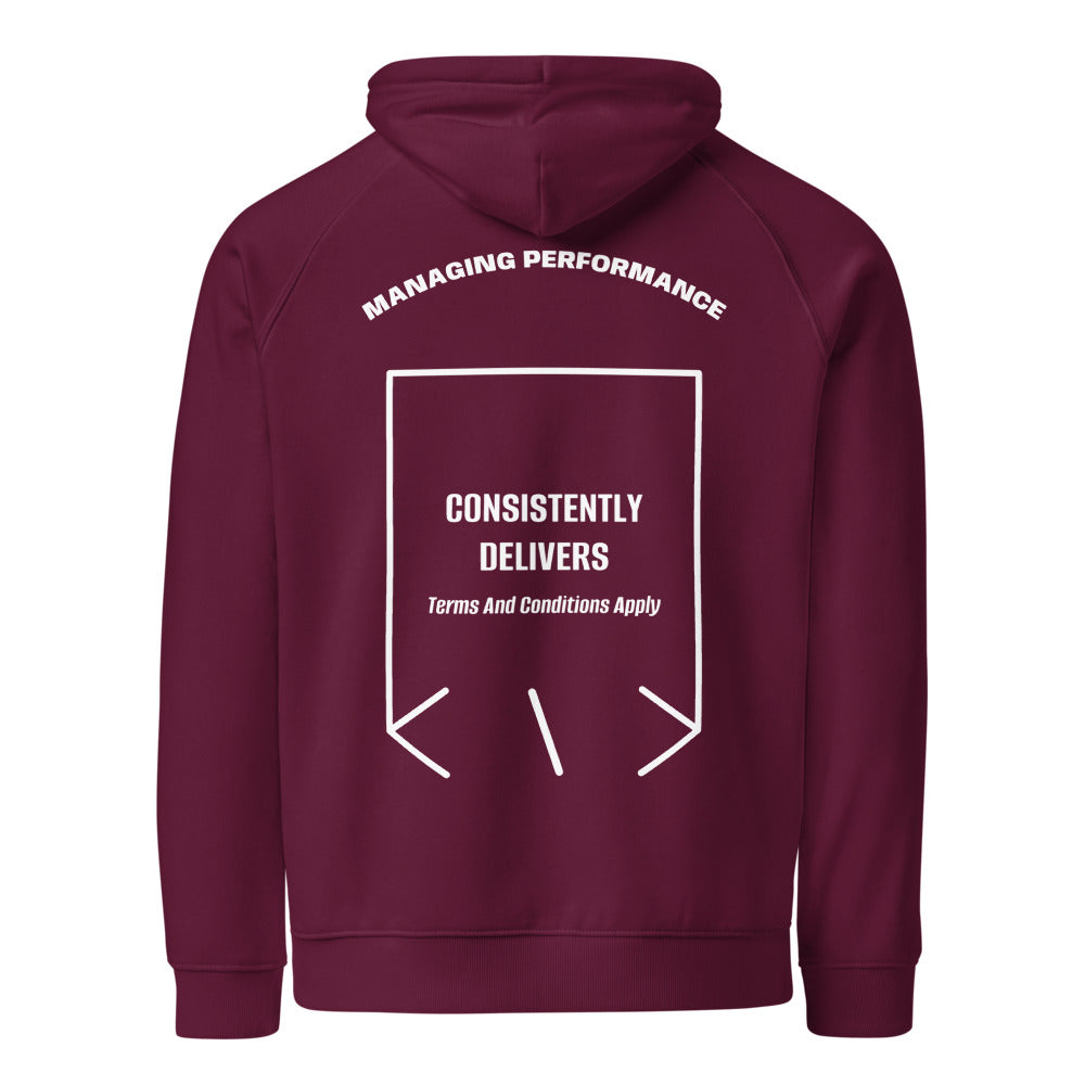 Consistently Delivers — Burgundy White back mockup