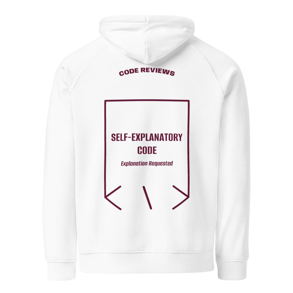 Self-Explanatory Code — White Burgundy back mockup