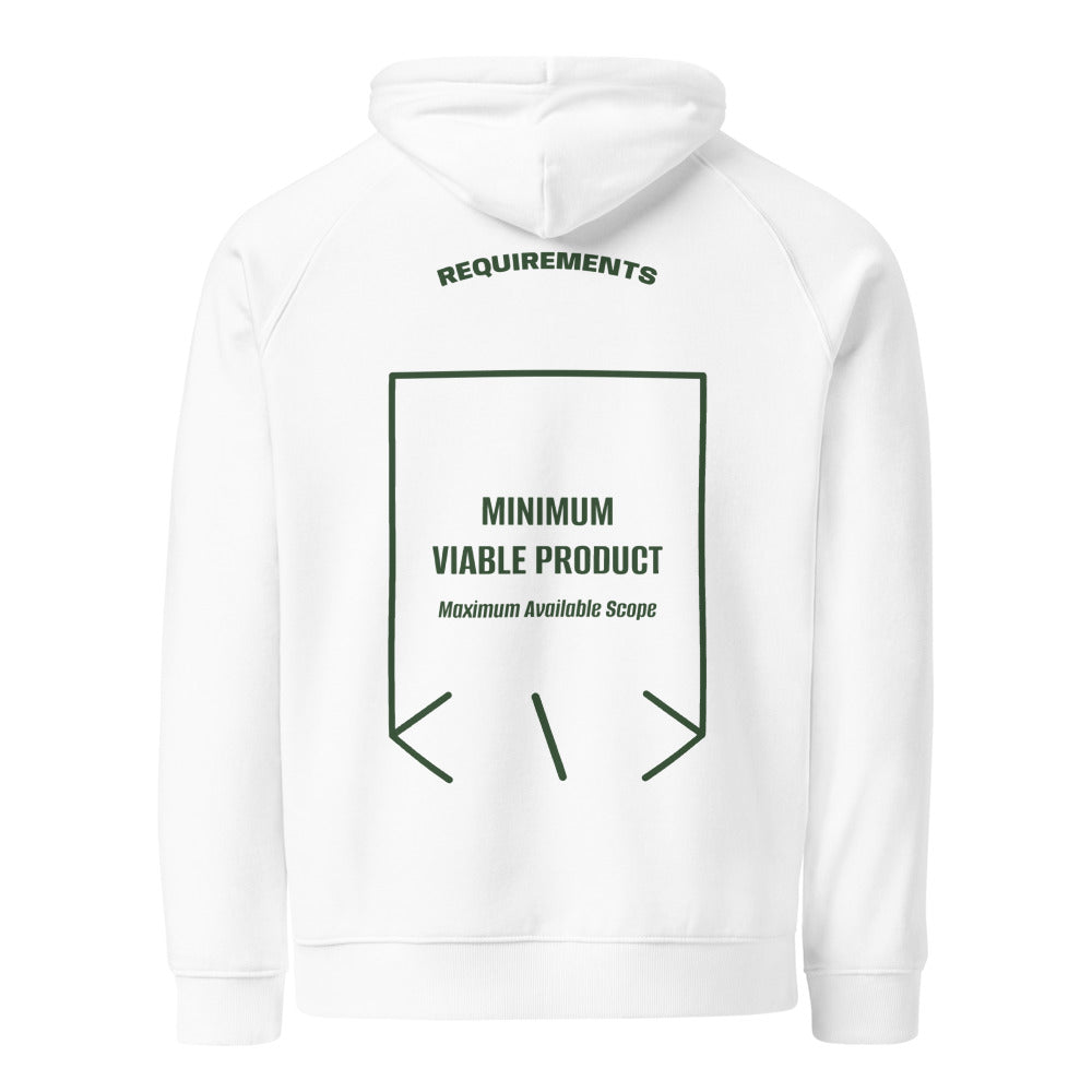 Minimum Viable Product — White Bottle green back mockup