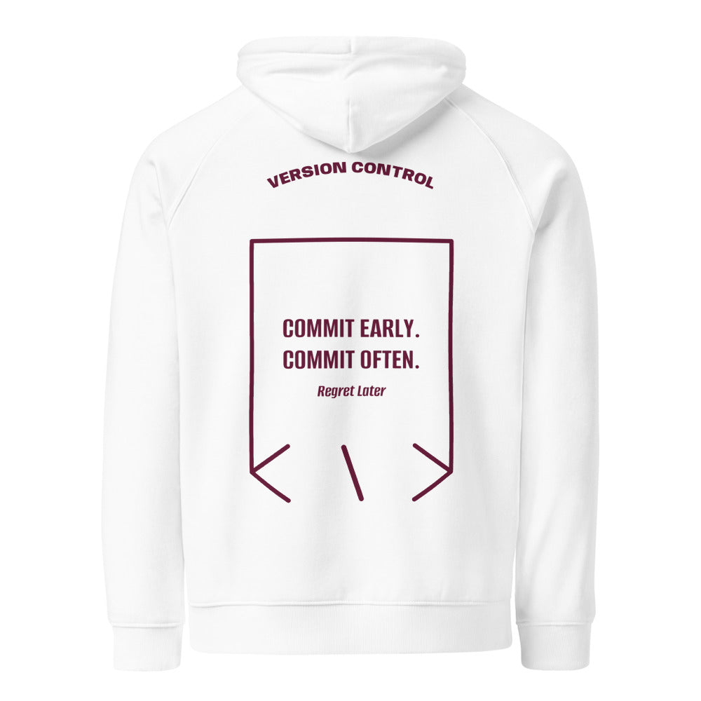 Commit Early. Commit Often. — White Burgundy back mockup