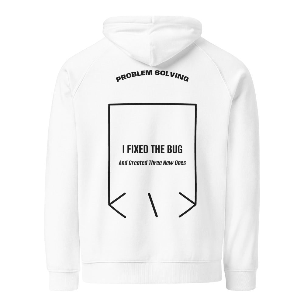 I Fixed The Bug — White Black back mockup