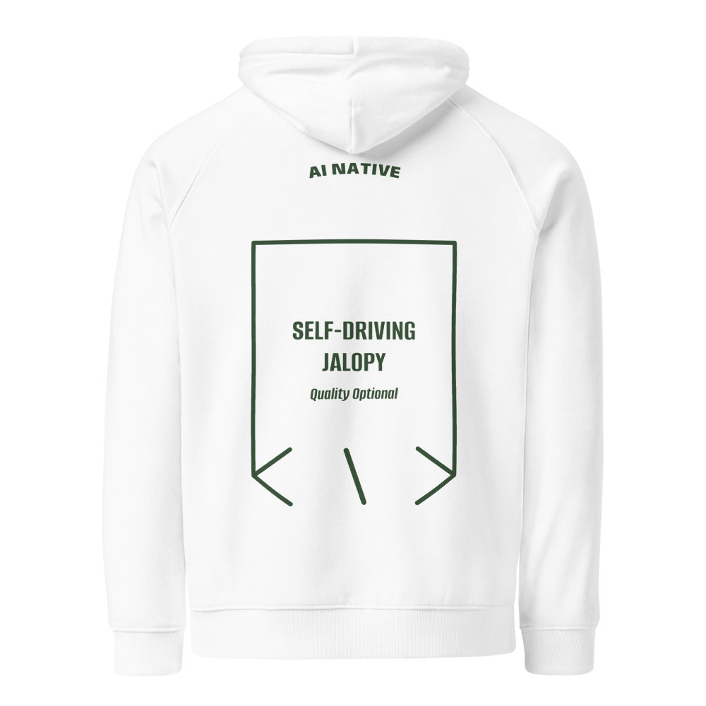Self-Driving Jalopy — White Bottle green back mockup