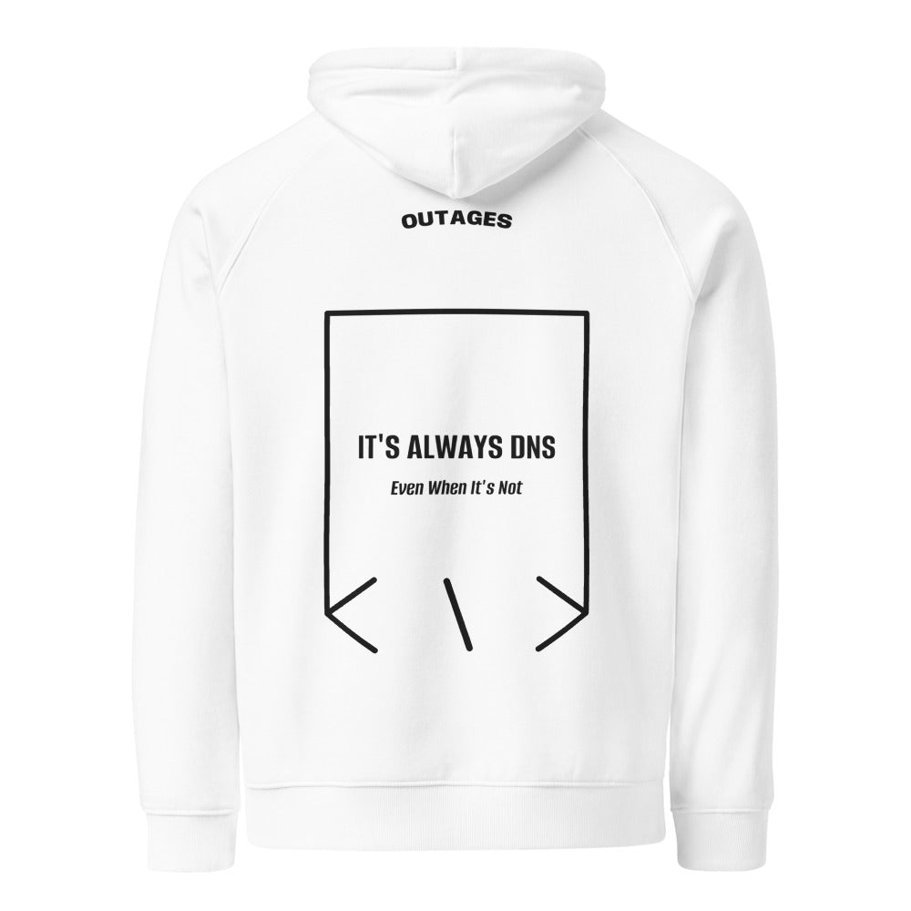 It's Always DNS — White Black back mockup