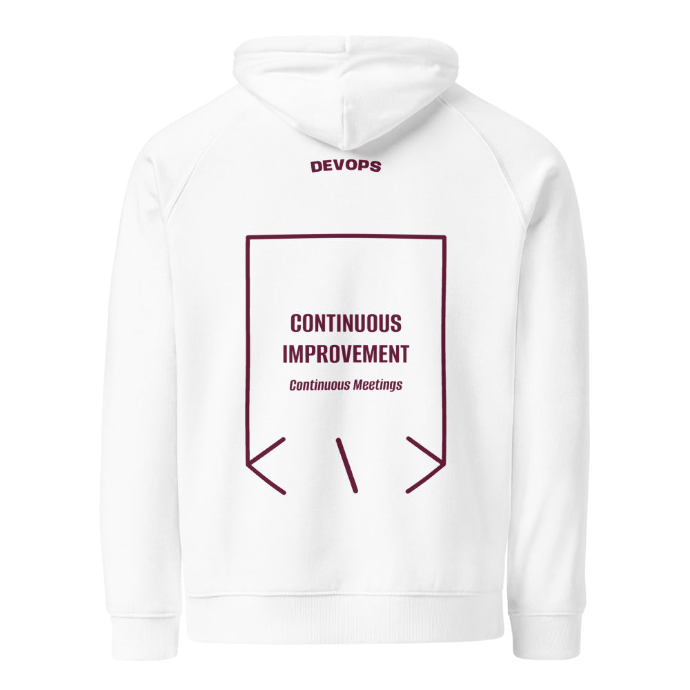 Continuous Improvement — White Burgundy back mockup