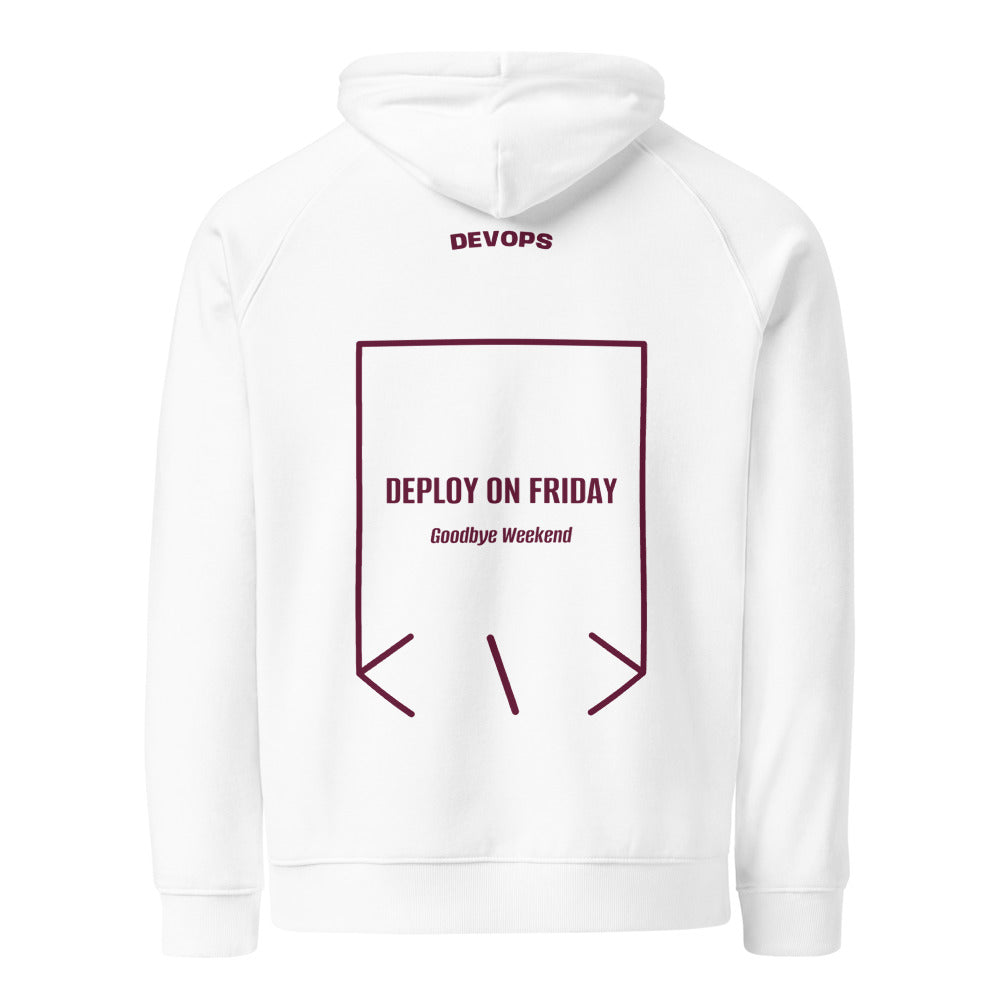 Deploy On Friday — White Burgundy back mockup