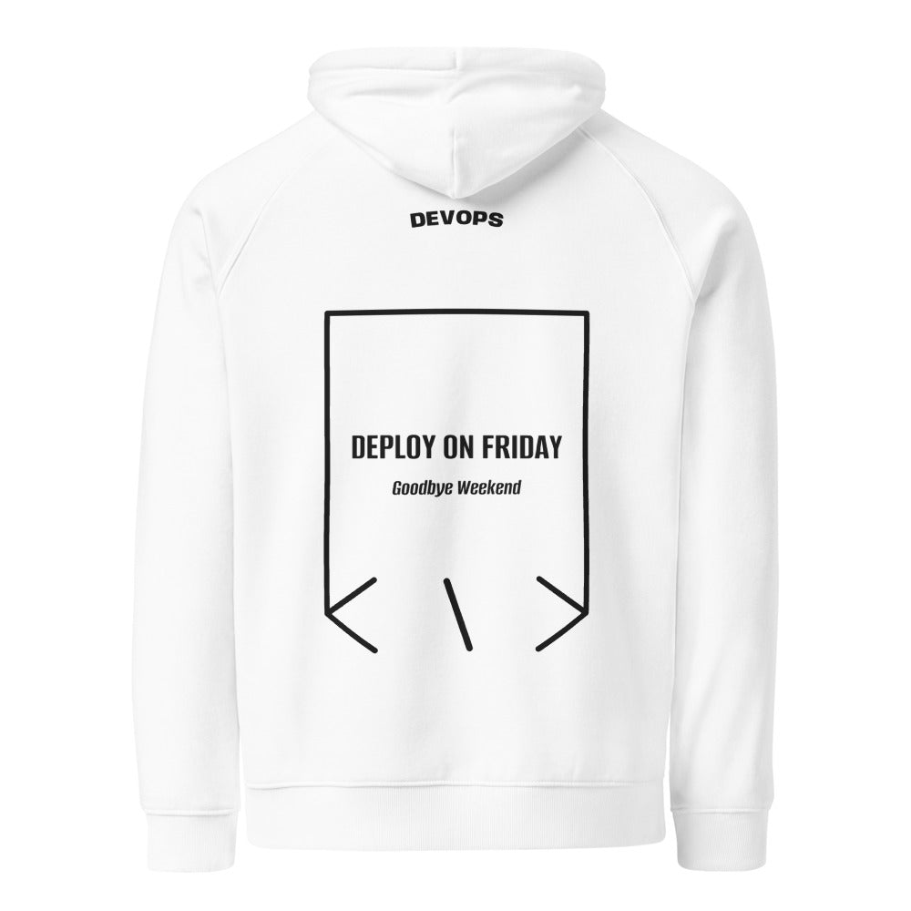 Deploy On Friday — White Black back mockup