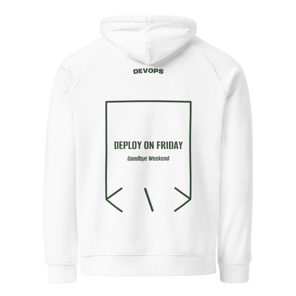Deploy On Friday — White Bottle green back mockup