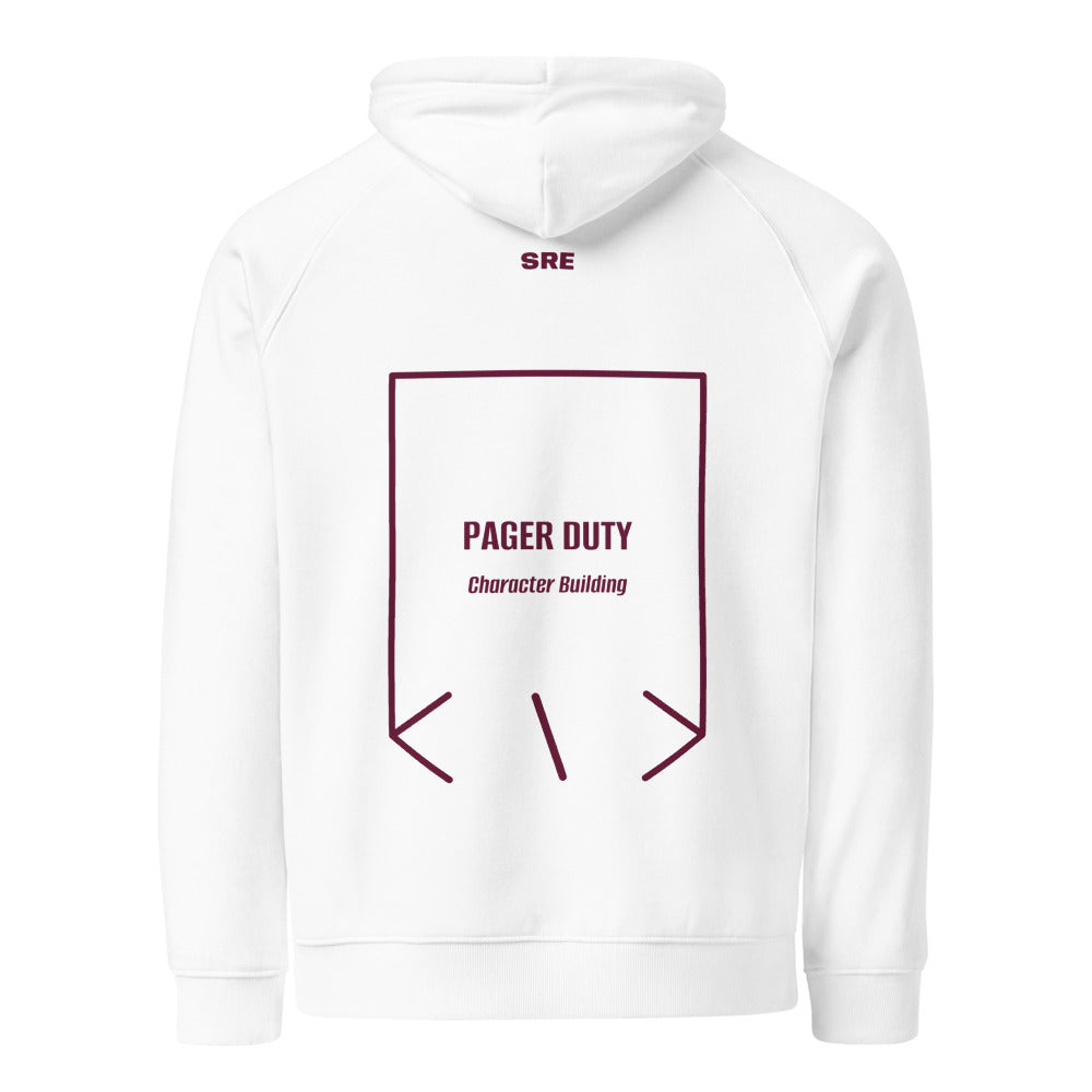 Pager Duty — White Burgundy back mockup