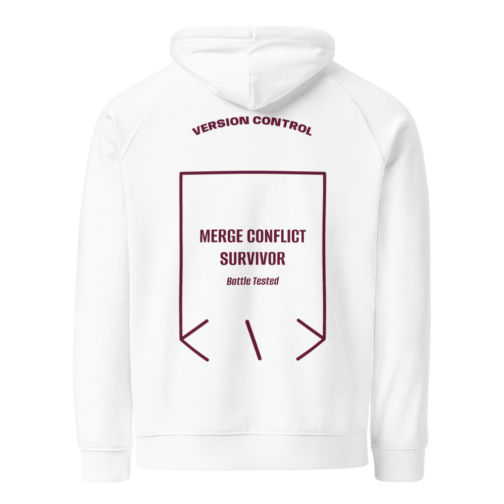 Merge Conflict Survivor — White Burgundy back mockup