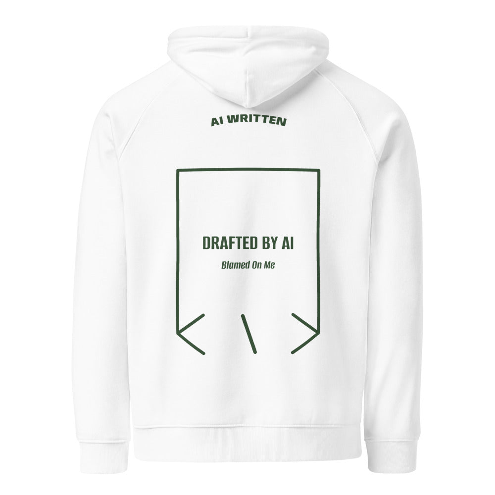 Drafted By AI — White Bottle green back mockup