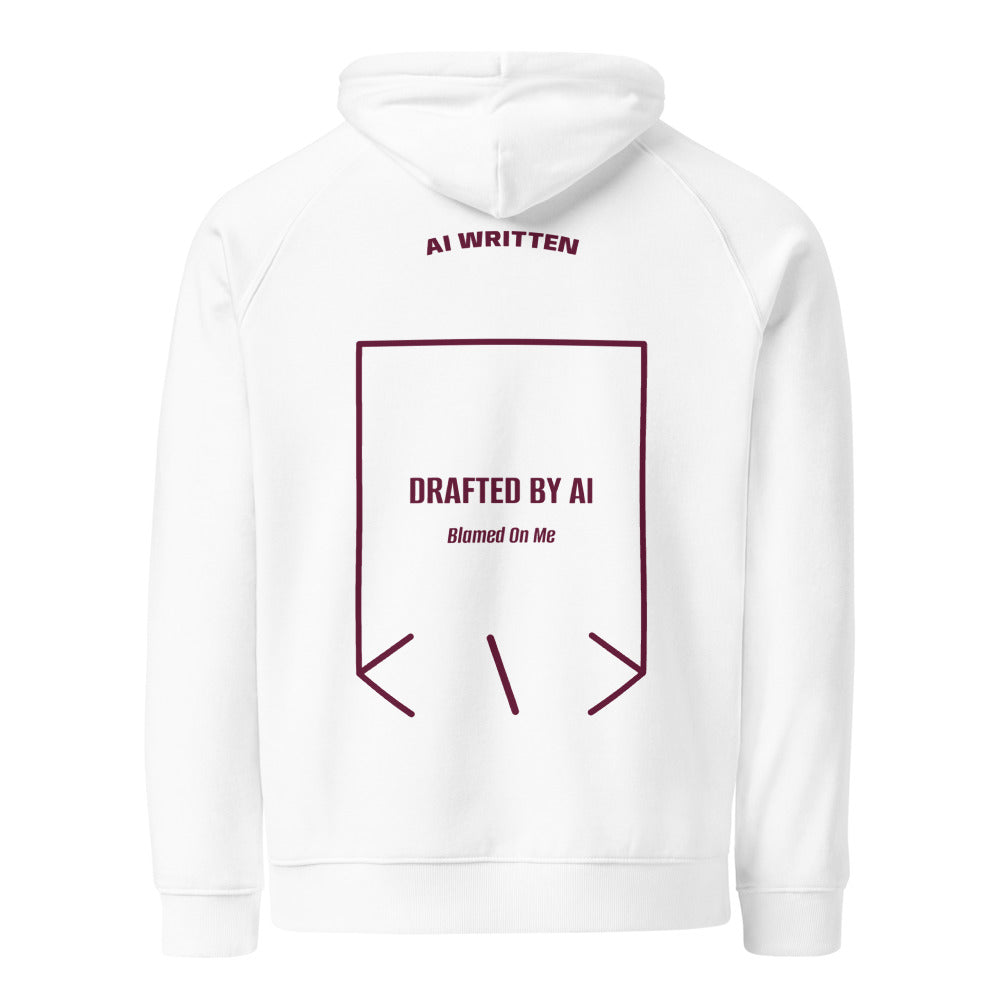 Drafted By AI — White Burgundy back mockup