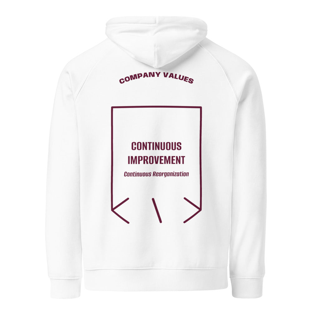 Continuous Improvement — White Burgundy back mockup