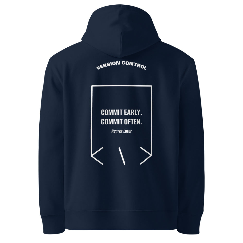 Commit Early. Commit Often. — French Navy White back mockup