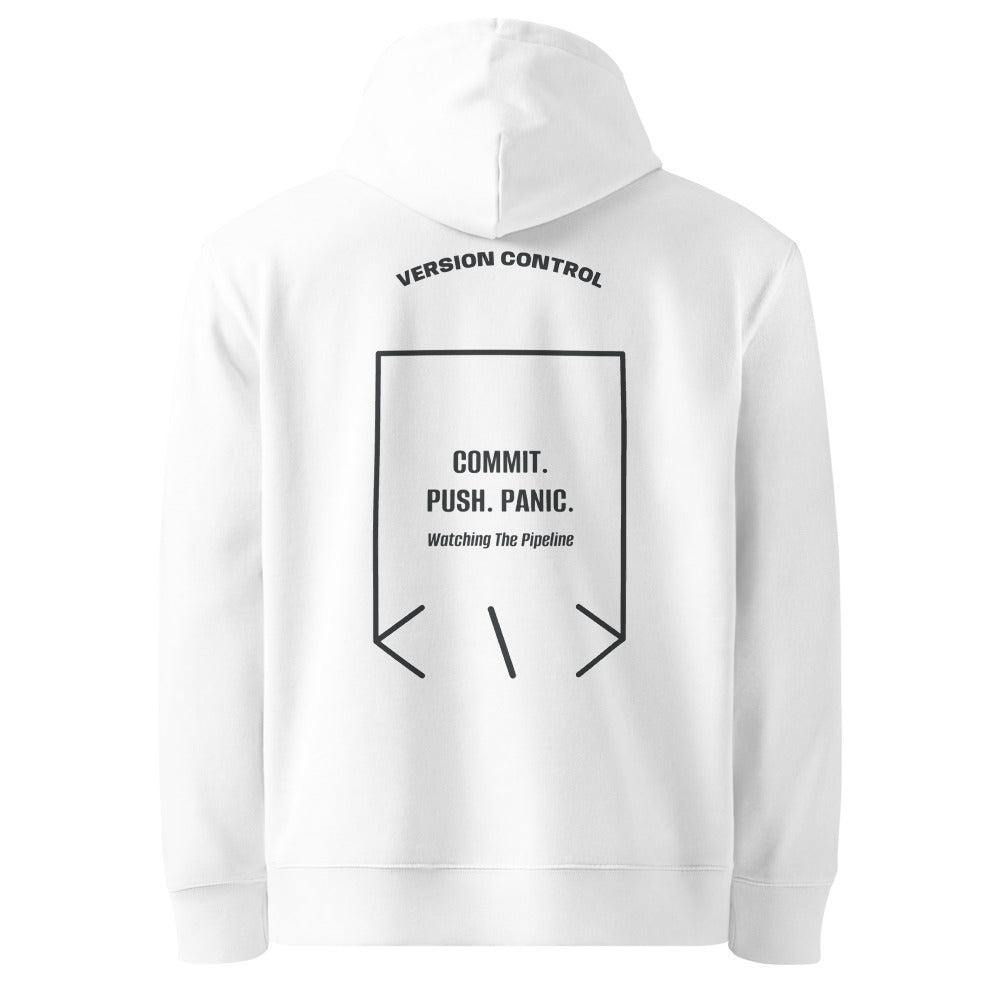 Commit. Push. Panic. — White India Ink Grey back mockup
