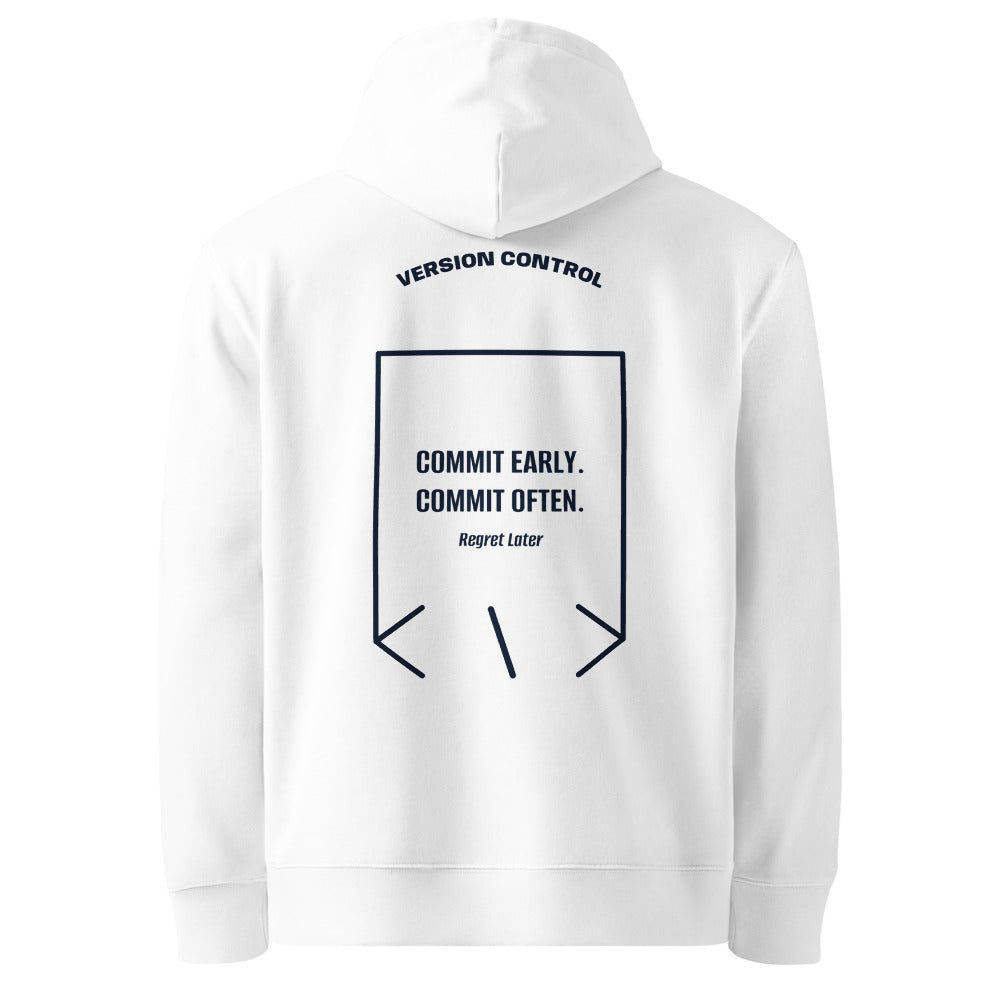 Commit Early. Commit Often. — White French Navy back mockup