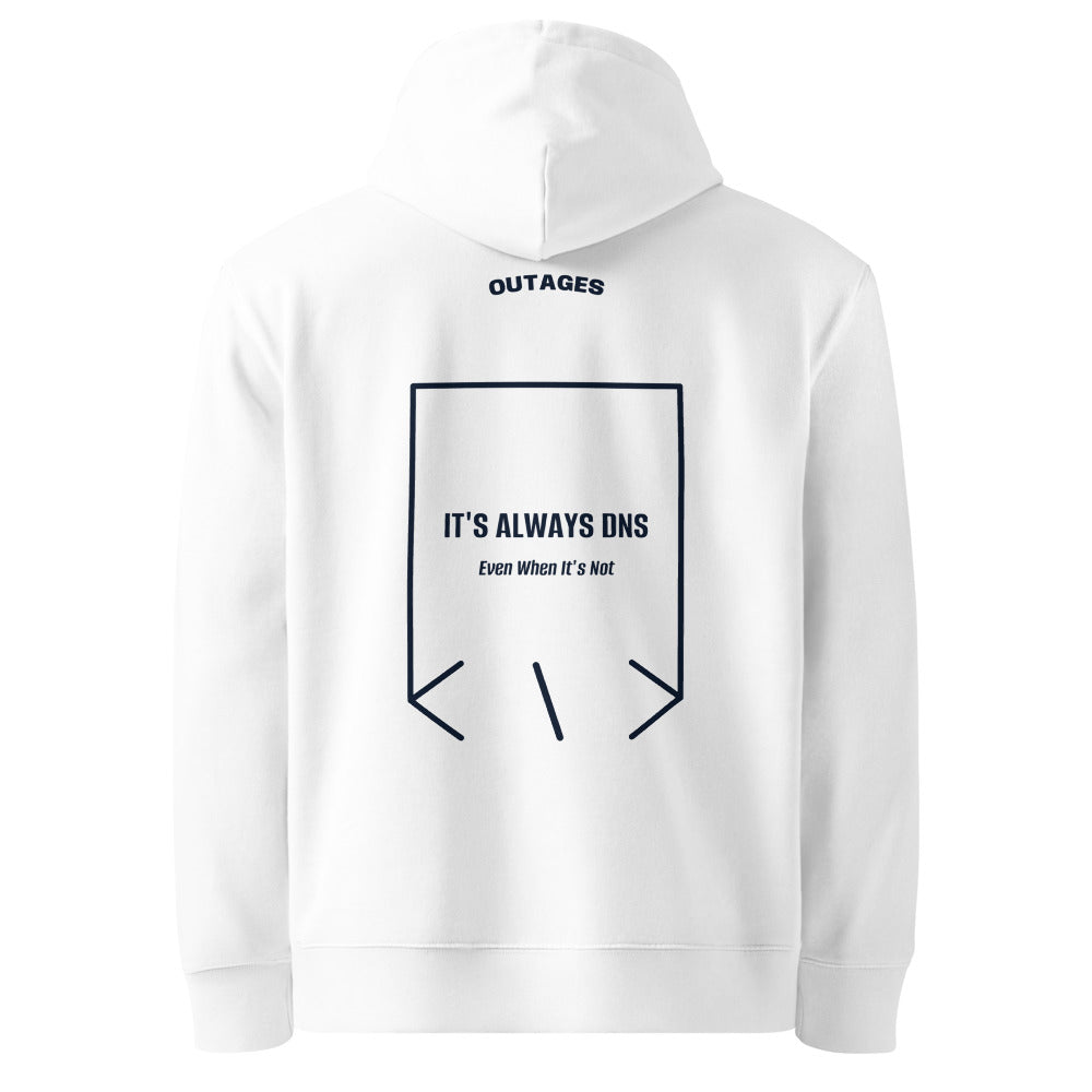 It's Always DNS — White French Navy back mockup