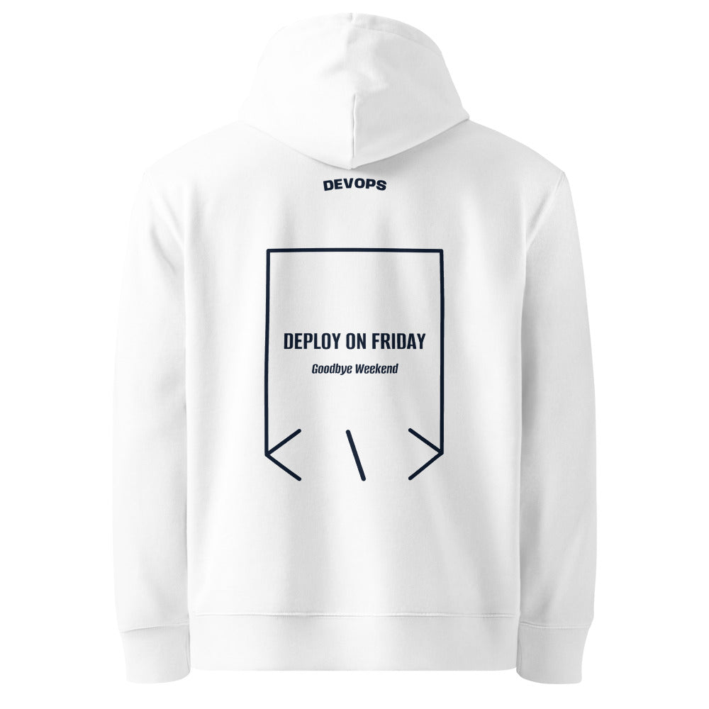 Deploy On Friday — White French Navy back mockup